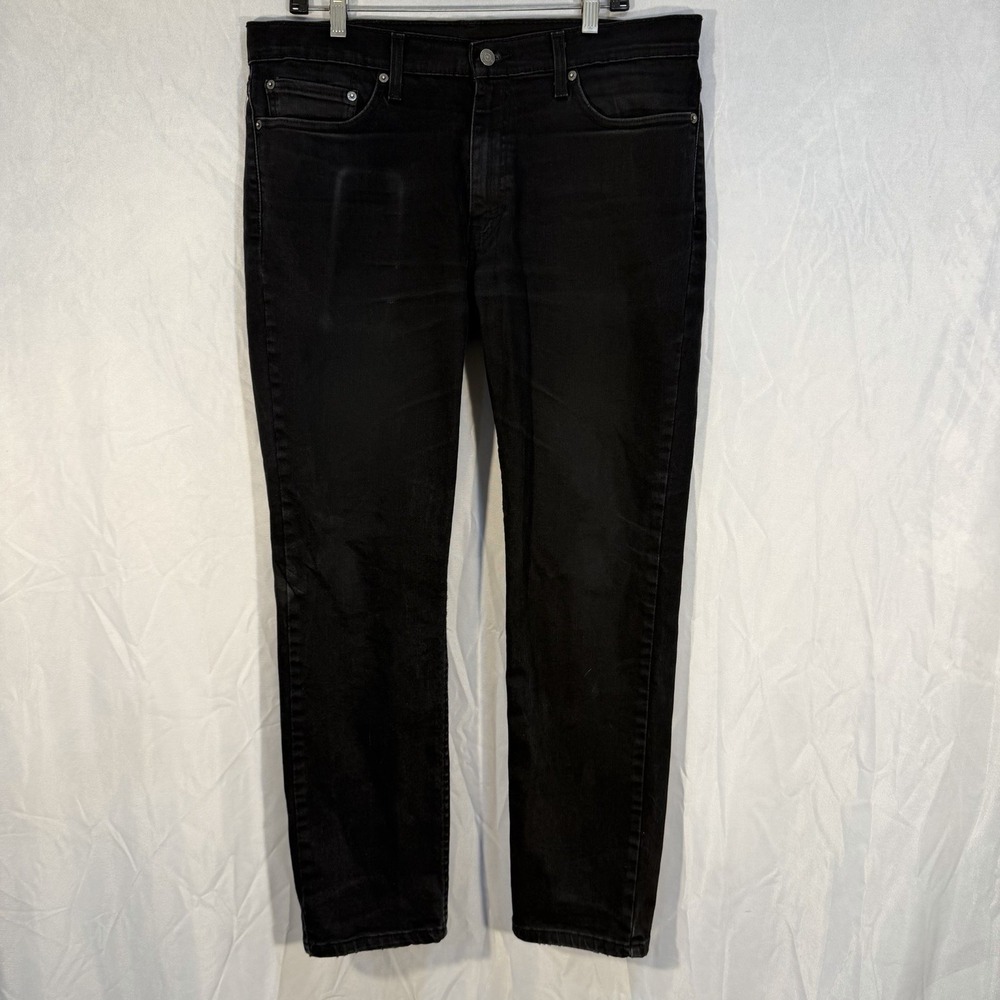 Levi's 511 Jeans Tapered Leg Mens 36x30 Black Stretch Denim Light Distressed